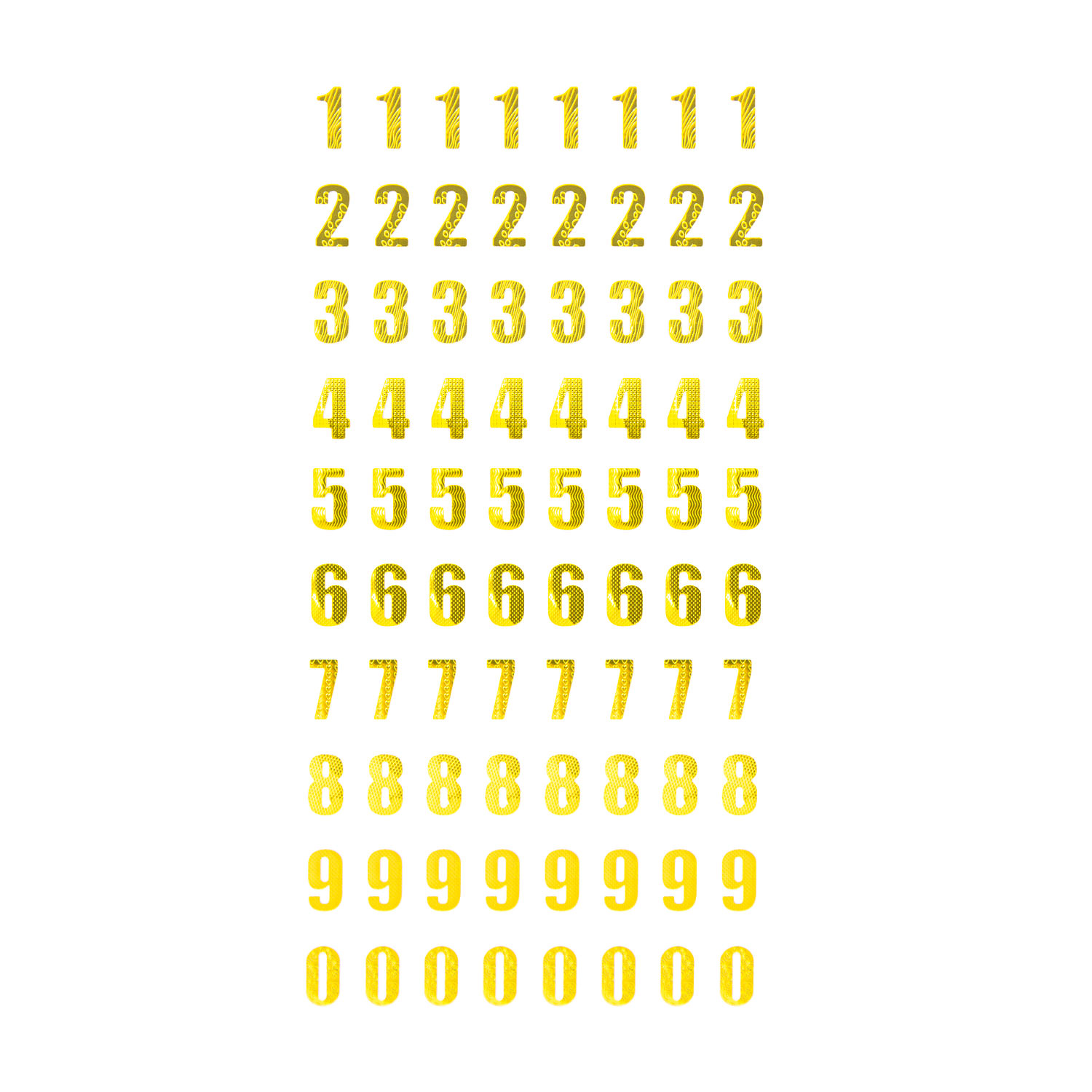 Gold Oblique Unique® Zahlen Sticker Zahl 0-9 Aufkleber zum Basteln Bekleben Spielen Dekorieren Kinder Geburtstag Jubiläum Gold Silber Farbe wählbar 