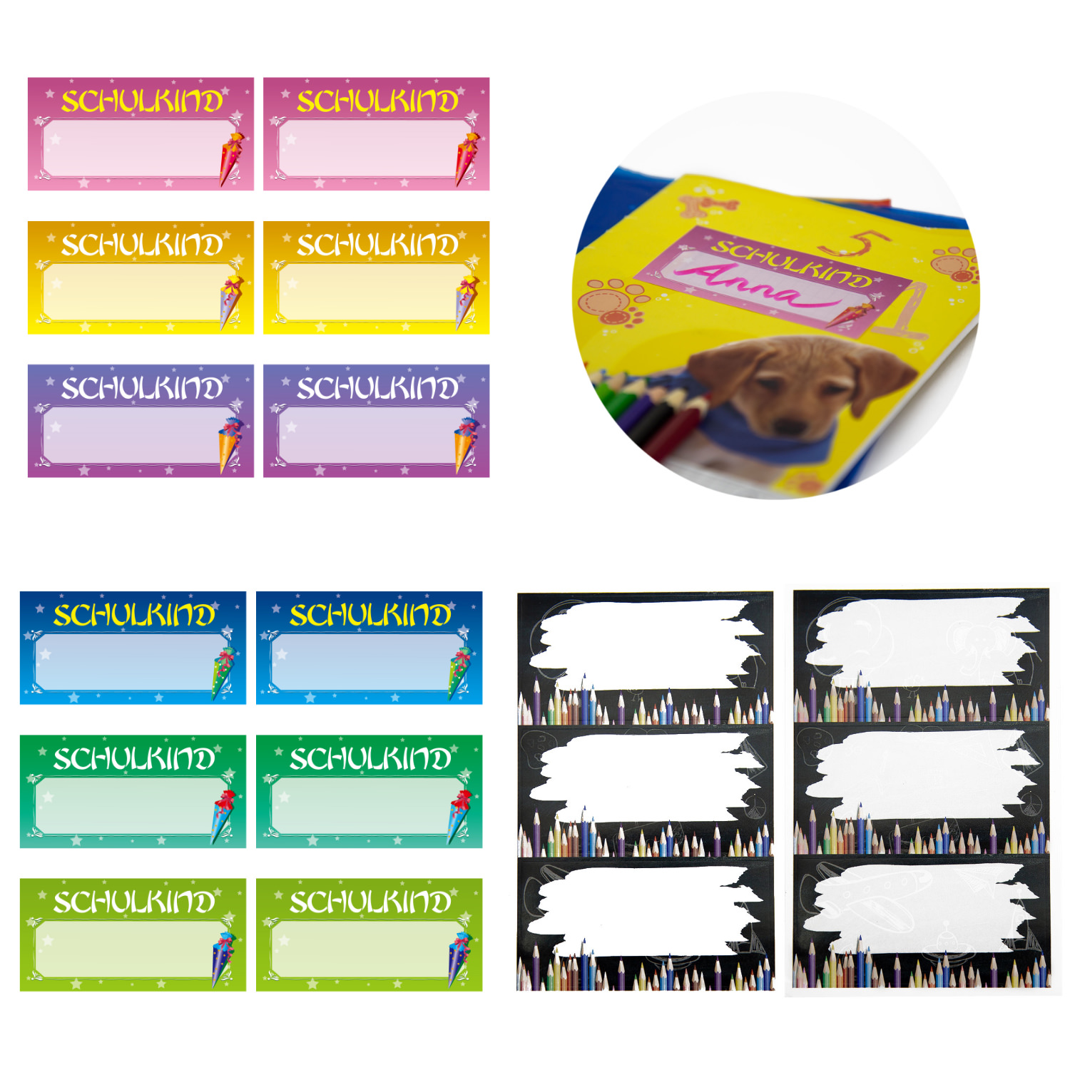 6 Namen Etiketten Sticker Aufkleber für Kinder Kindergarten Schule