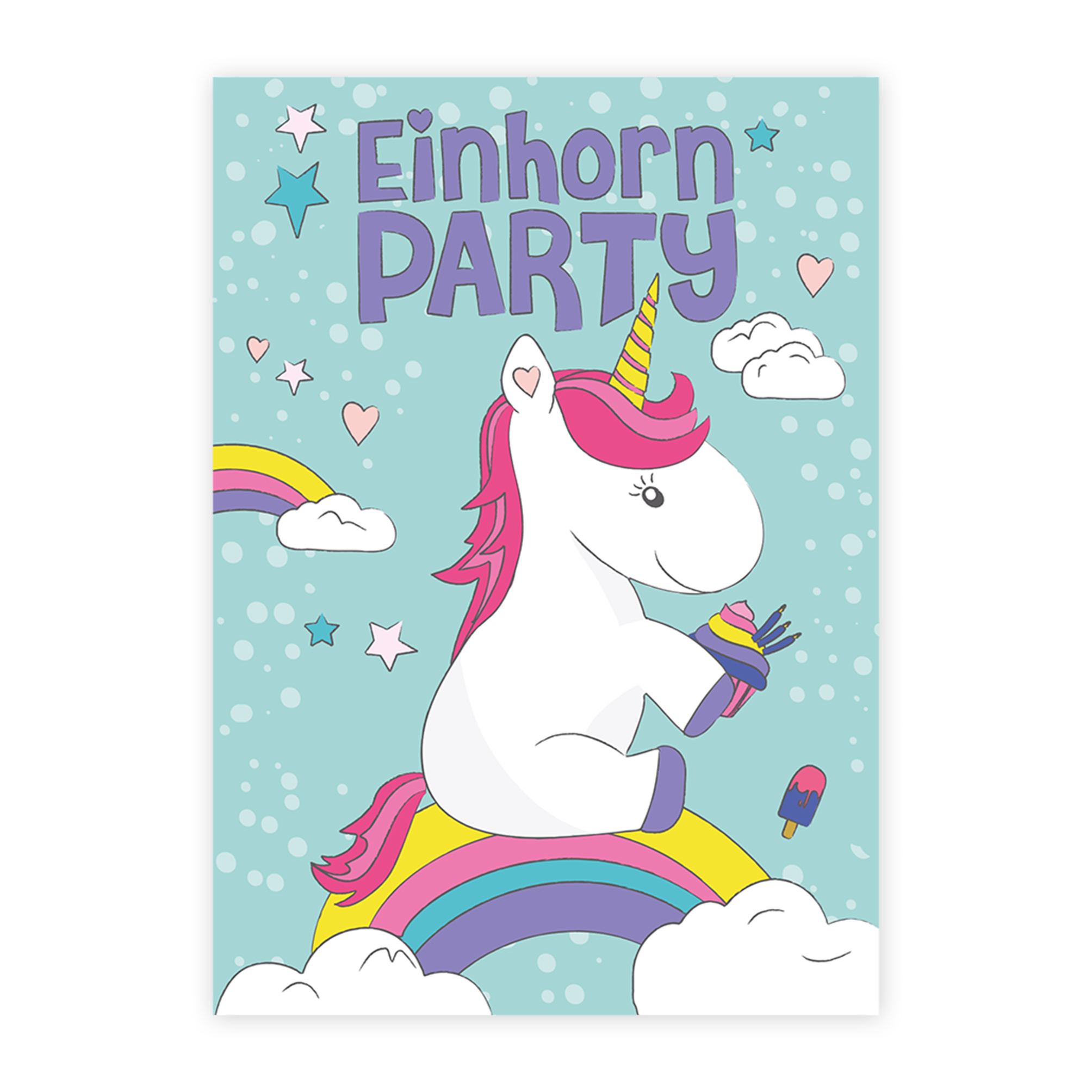 6 Einladungskarten zur Einhorn Party Einladungen Einhörner Party  eBay