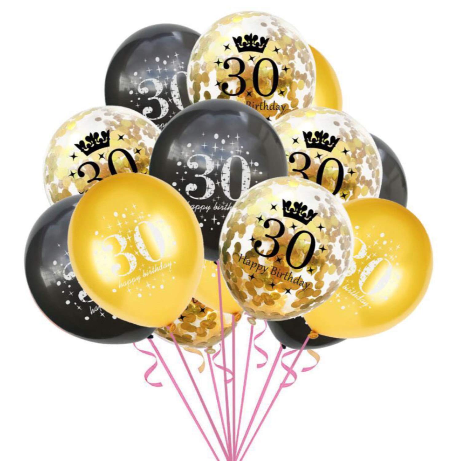 30. Geburtstag Party Deko Set - Ballons + Fotorequisiten + Konfetti Gold Schwarz  eBay