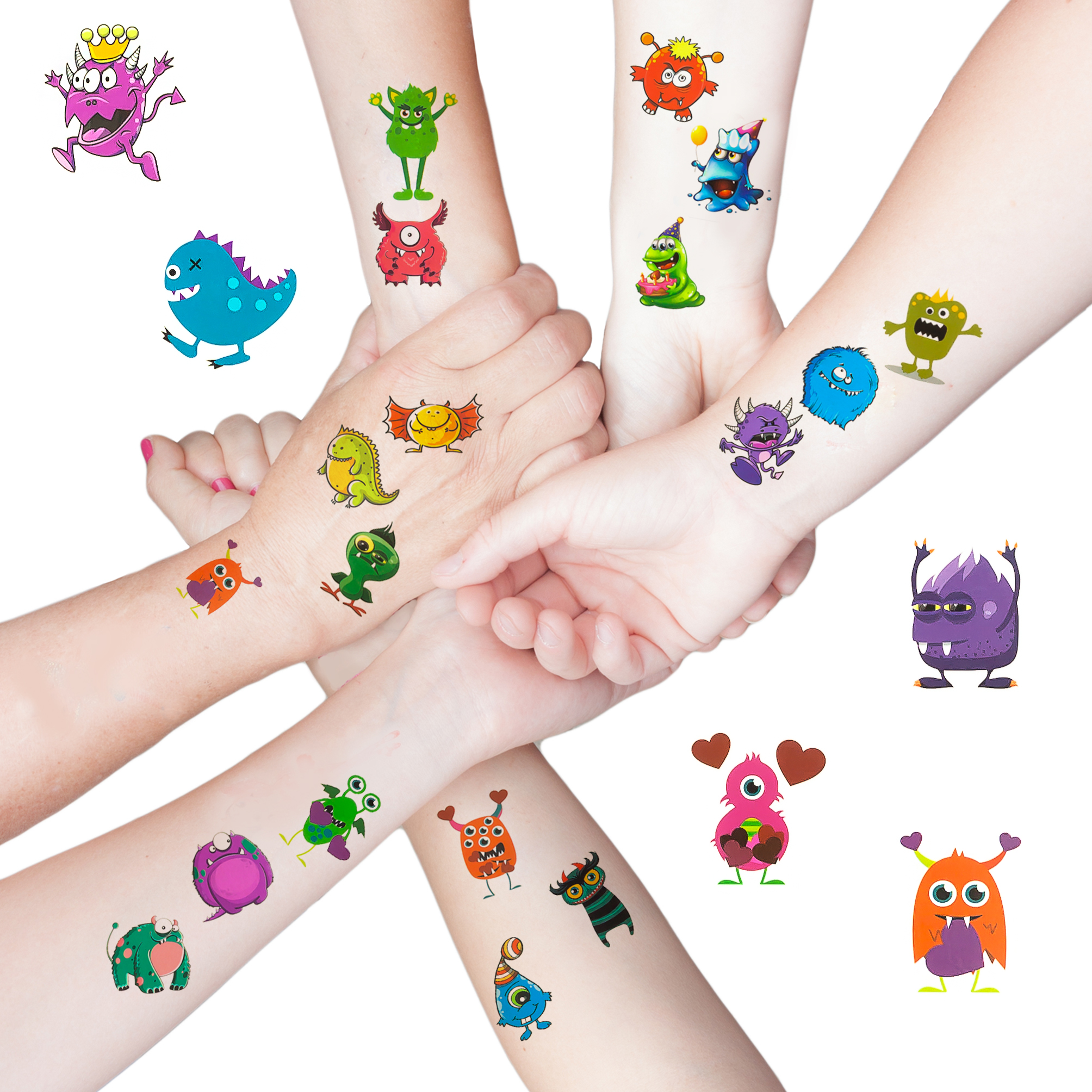 Monster Tattoo Sticker Kinder Kindergeburtstag wählbar 24 oder 48 eBay
